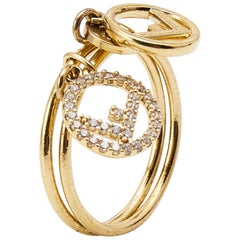 Fendi F is Fendi Double Charm Gold Tone Ring Size 58