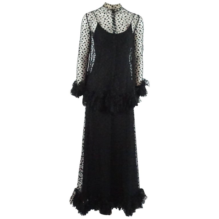 Alfred Bosand Black Point D-Esprit Gown and Cape with Ruffles - M ...