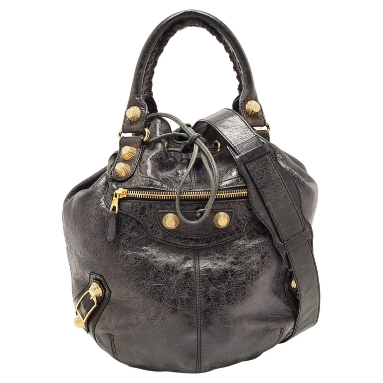 Balenciaga Black Leather GGH PomPon Bag For Sale at 1stDibs