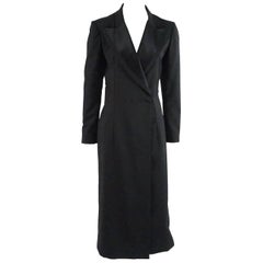 Chloe Black Wool Tuxedo Style Coat with Satin Collar - 38
