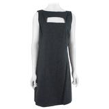 Oscar de la Renta Charcoal Wool Sleeveless Shift Dress - L