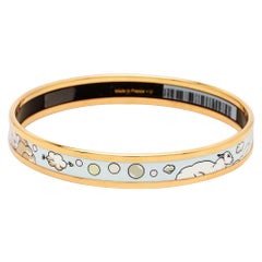 Hermès Tea For Two Enamel Gold Plated Bangle Bracelet