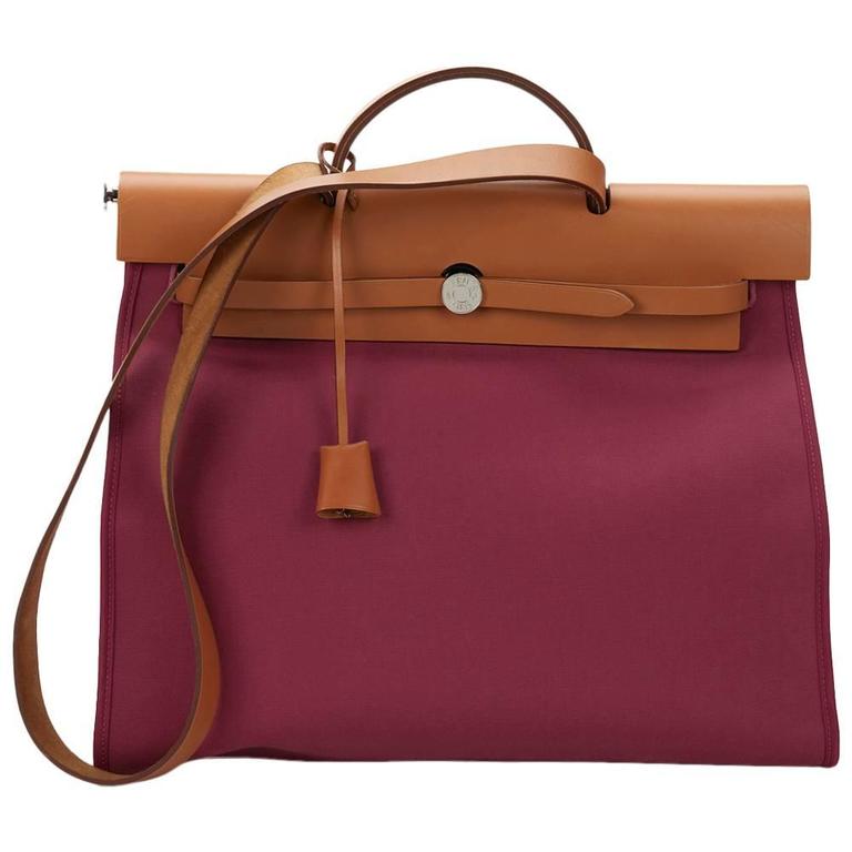 2014 Hermès Natural Leather and Tosca Canvas Herbag Zip at 1stDibs