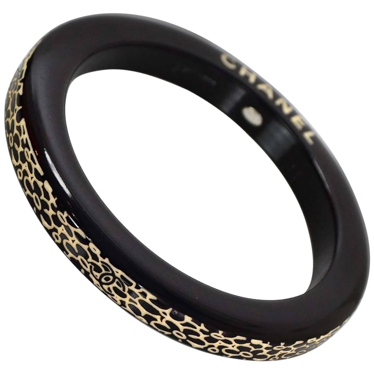 Chanel Black and White Resin Bangle Bracelet