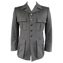 Men's ALEXANDER MCQUEEN 40 Charcoal Wool Blend Military Pocket Jacket