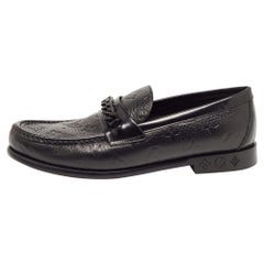 Louis Vuitton Schwarz Leder Slip On Loafers Größe 40,5