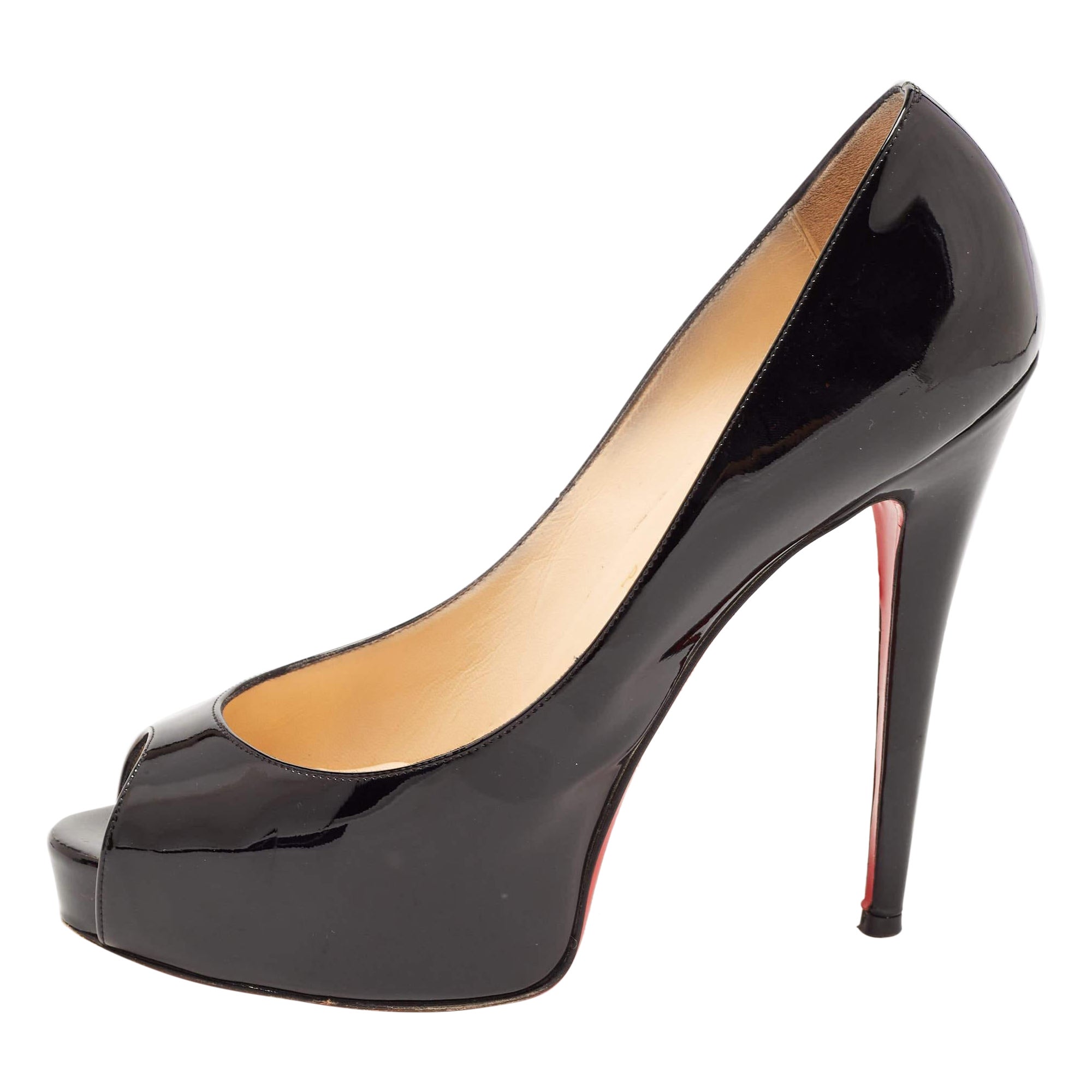 Christian Louboutin Black Patent Very Prive Pumps Size 40 For Sale