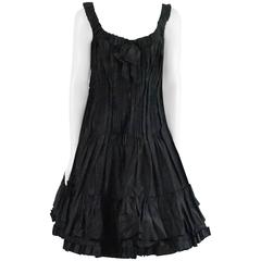 Oscar de la Renta Black Silk Taffeta Dress with Petticoat - 10