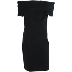 Oscar de la Renta Black Wool Blend Dress with Large Collar - 10