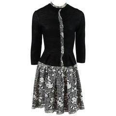 Oscar de la Renta Black and White Printed Knit Sleeveless Sweater and Dress - M