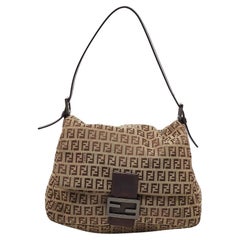 Fendi Beige/Brown Zucchino Fabric and Leather Mama Baguette Bag