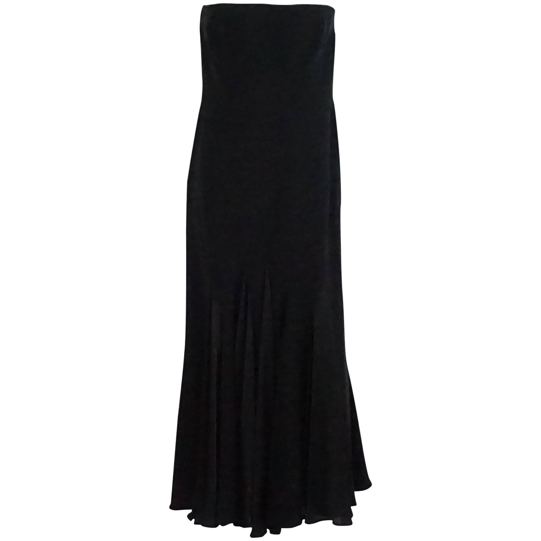 Giorgio Armani Black Silk Strapless Gown - 44