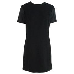 Celine Black Wool and Satin Shift Dress - 42