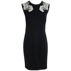 Stella McCartney Black Sleeveless Knit Dress with White Applique - 46 10