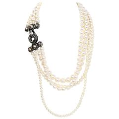 Lanvin Multistrand Faux Pearl Necklace w/ Crystal Clasp rt. $1, 000