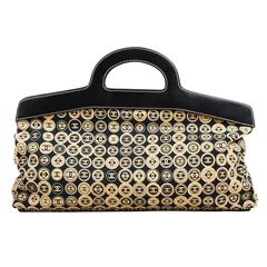 Chanel New without Tags Navy Tan 'CC' Print Fabric Handbag 9