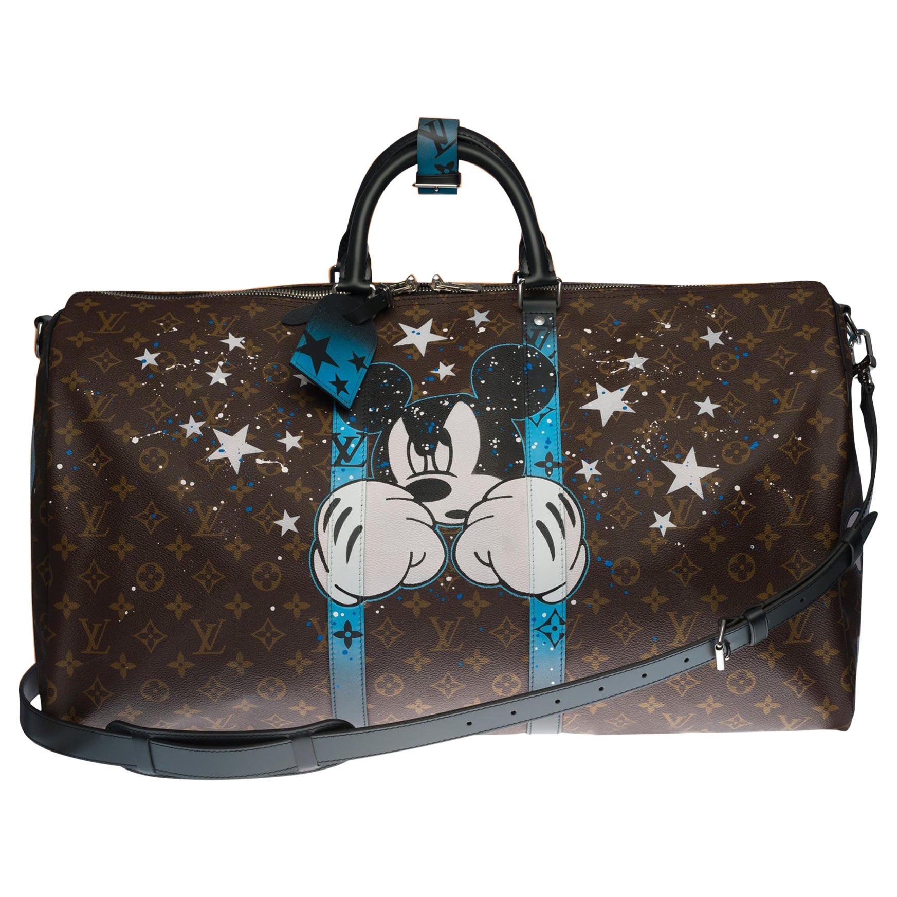 New Customized Louis Vuitton Keepall 55 Macassar "FIGHT CLUB" strap Travel bag