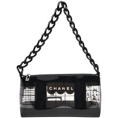 Chanel 03P Clear Black Vinyl Coco Window Pane Acrylic Chain Strap Shoulder Bag