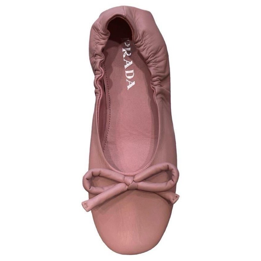 2000S PRADA Chaussures de ballet en cuir rose Dead Stock en vente