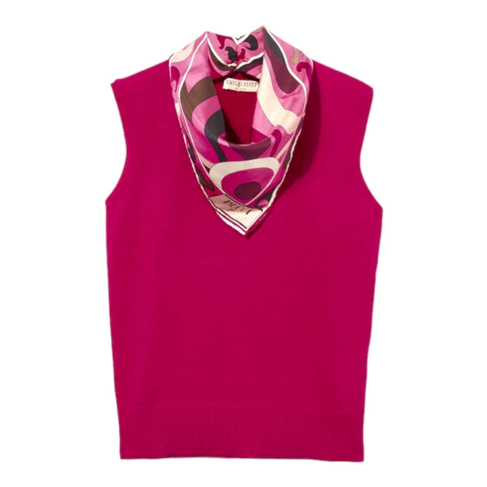 NEW Emilio Pucci Pink Sweater Top with Silk Twill Scarf Detail FW 2023/2024 M For Sale