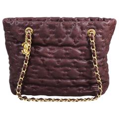Chanel Plum Caviar Leather Gold Tone "On the Road" Tote Bag