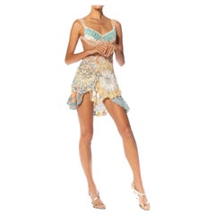 MORPHEW COLLECTION Multicolor Cotton Crochet Lace Mini Dress Doily Patterned Hi