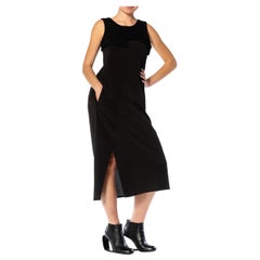 1990S MICHIKO Y'S Schwarzes Kleid aus Wolle und Viskose mit gestricktem Mieder