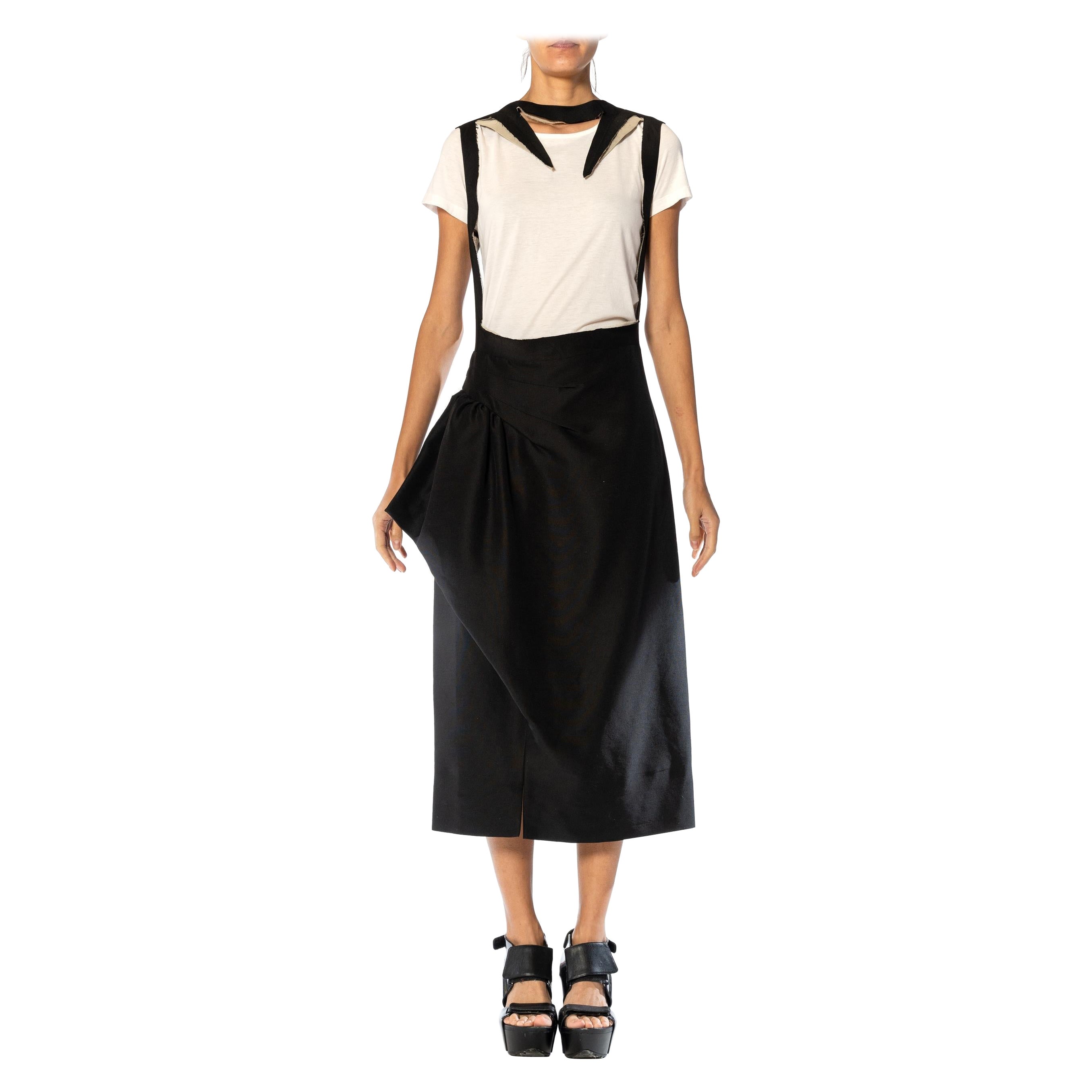 2010S JOHN GALLIANO MARGIELA Black & White Silk Wool Deconstructed Dress Jil Sa For Sale