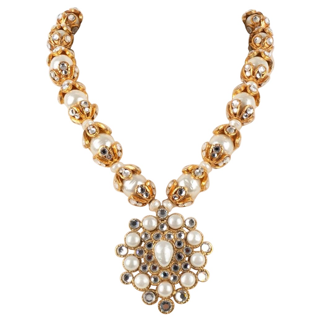 Chanel Pearls and Rhinestones Necklace, Fall 1996 For Sale