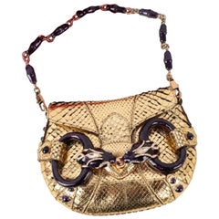 Gucci Golden Exotic Leather Bag with Enameled Metal, 2004