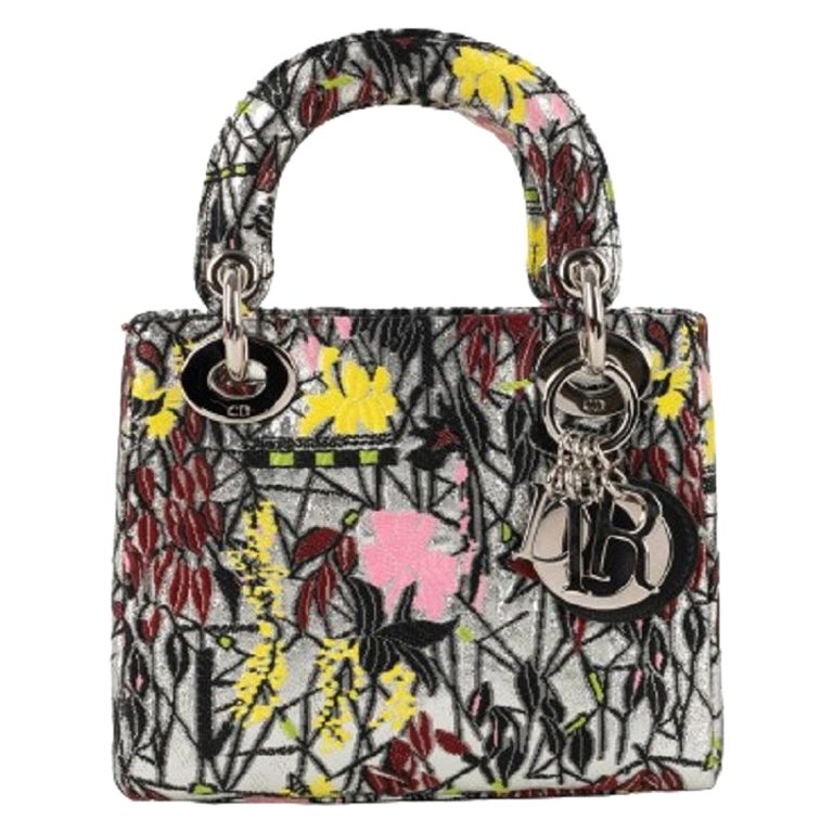 Lady Dior Bag Entirely Embroidered with Lurex and Multicolored Yarns, 2014 For Sale