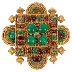 Retro Chanel Byzantine Brooch with Glass Paste