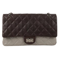 Chanel 2.55 Leather & Grain Leather Bag with Silvery Metal Elements, 2010/2011