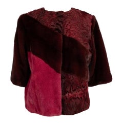 Dior, veste rouge bordeaux et rose en fourrure de vison et d'agneau, 2005