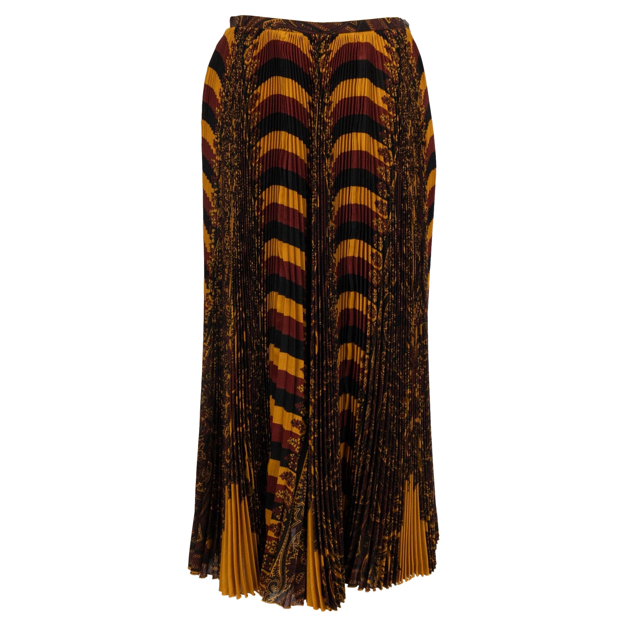Hermès Jupe plissée en soie, cachemire et laine 34FR en vente