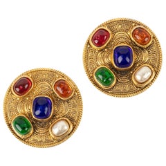 Chanel Byzantine Circular Golden Metal Earrings, 1984