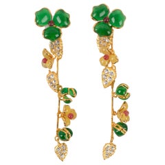 Augustine Golden Metal Earrings with Rhinestones