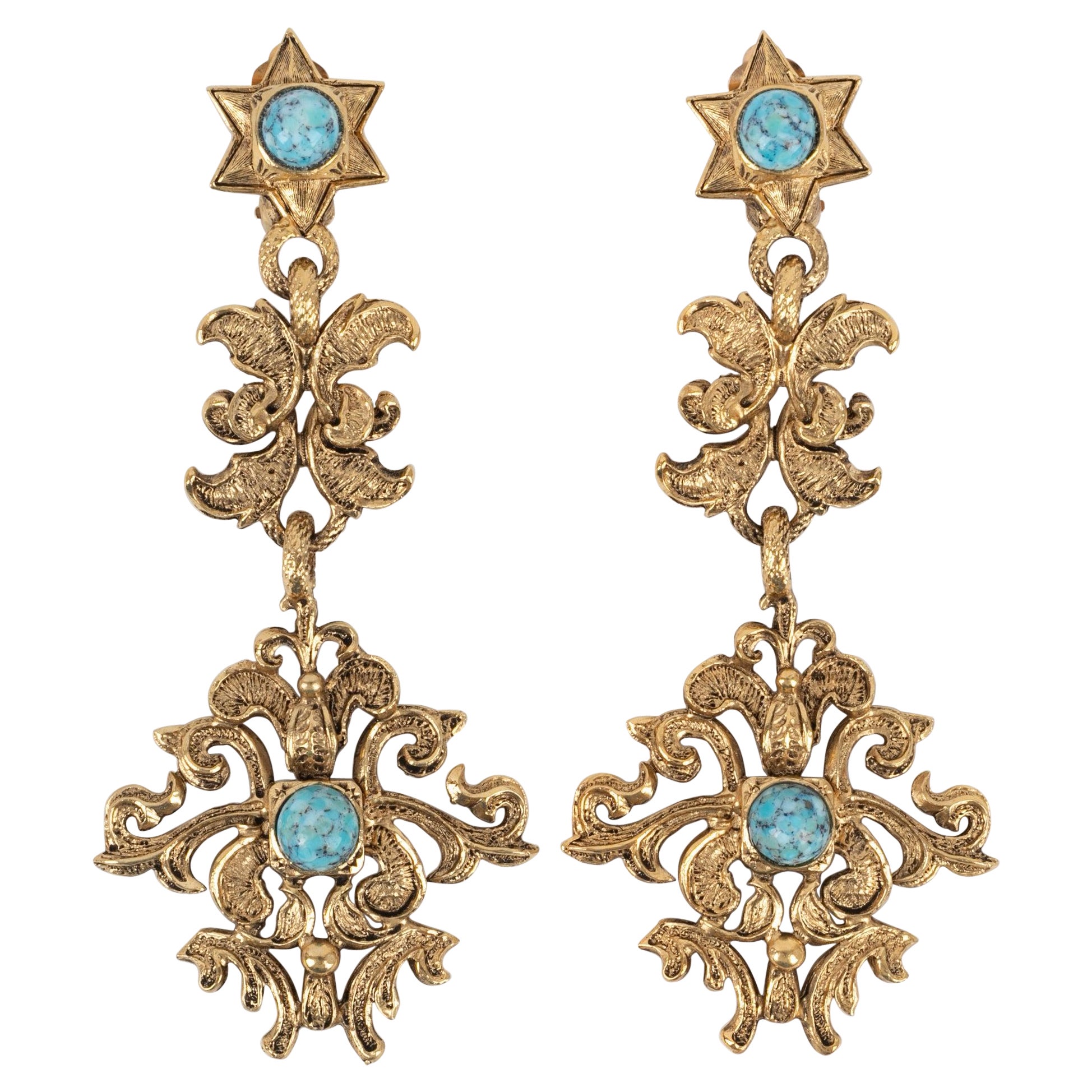 Christian Dior Goldene Ohrringe im Angebot