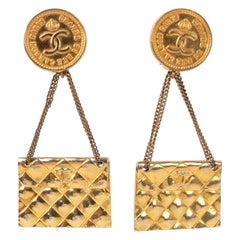 Vintage Chanel Golden Metal Earrings