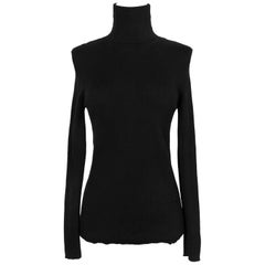 Chanel Black Cashmere and Wool Turtleneck Sweater