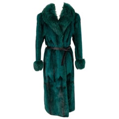 Retro Dior Mink and Fox Fur Long Coat in Green Tones