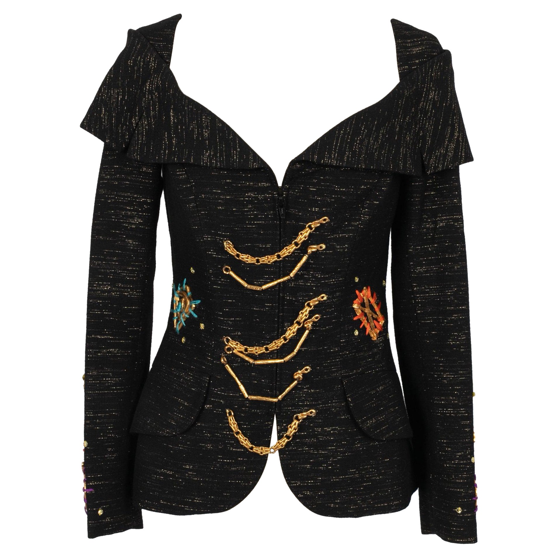 Christian Lacroix Black Jacket with Golden Lurex Yarns Winter, 1993