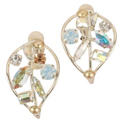 Boucles d'oreilles Swarovski en métal argenté avec strass