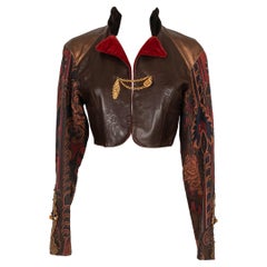 Christian Lacroix Embroidered Fabric and Leather Short Jacket