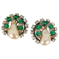 Chanel Silvery Metal Earrings with Glass Pearls