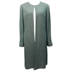 Chanel Green and Gold Tweed Wool Coat 