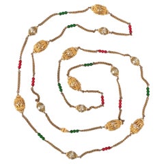 Chanel Collier / sautoir avec perles de verre et perles perlées fantaisie