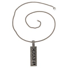 Chanel Silvery Metal Necklace with a Swarovski Rhinestone Pendant, Fall 2003