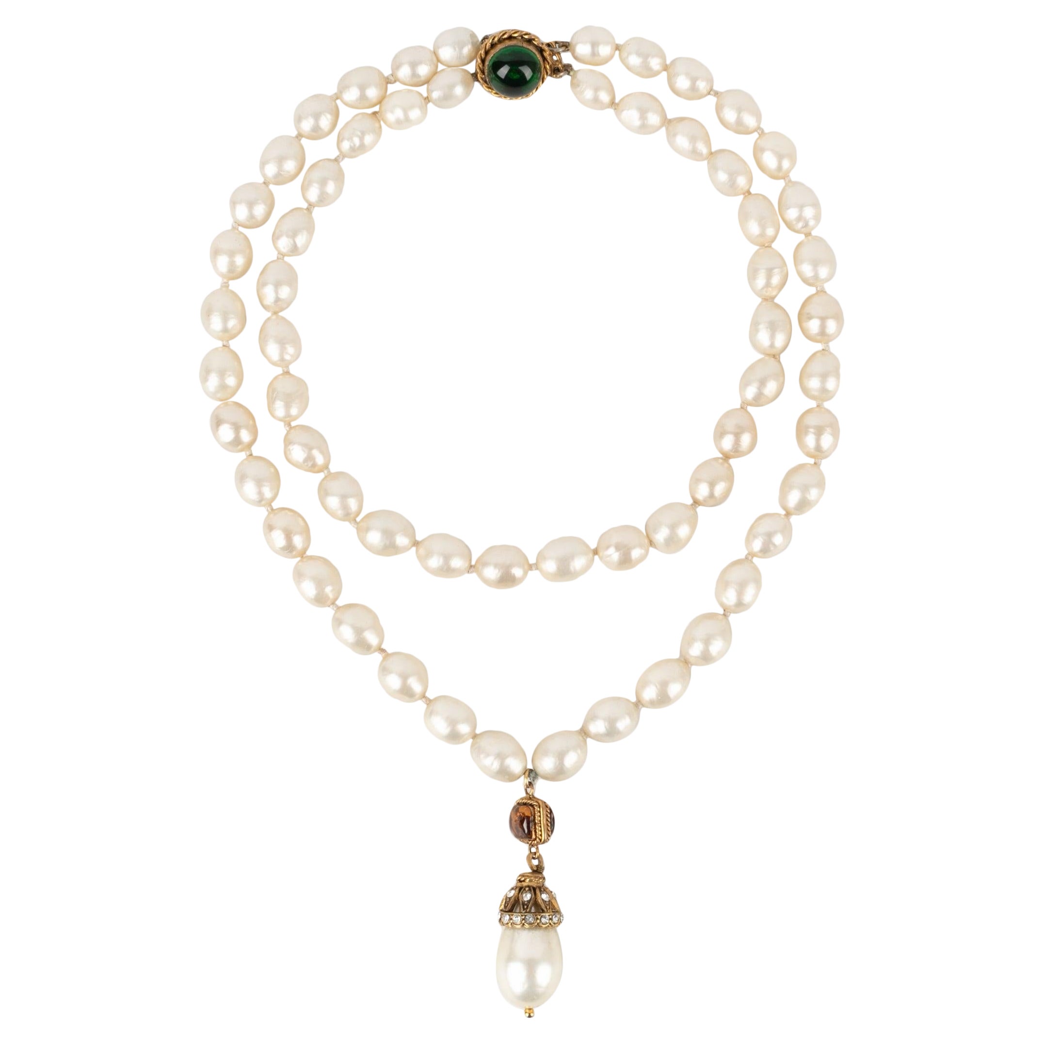Chanel Two Knot Pearl Necklace, 1980s For Sale