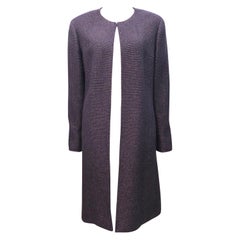 Chanel Purple and Gold Tweed Collarless Wool Coat  
